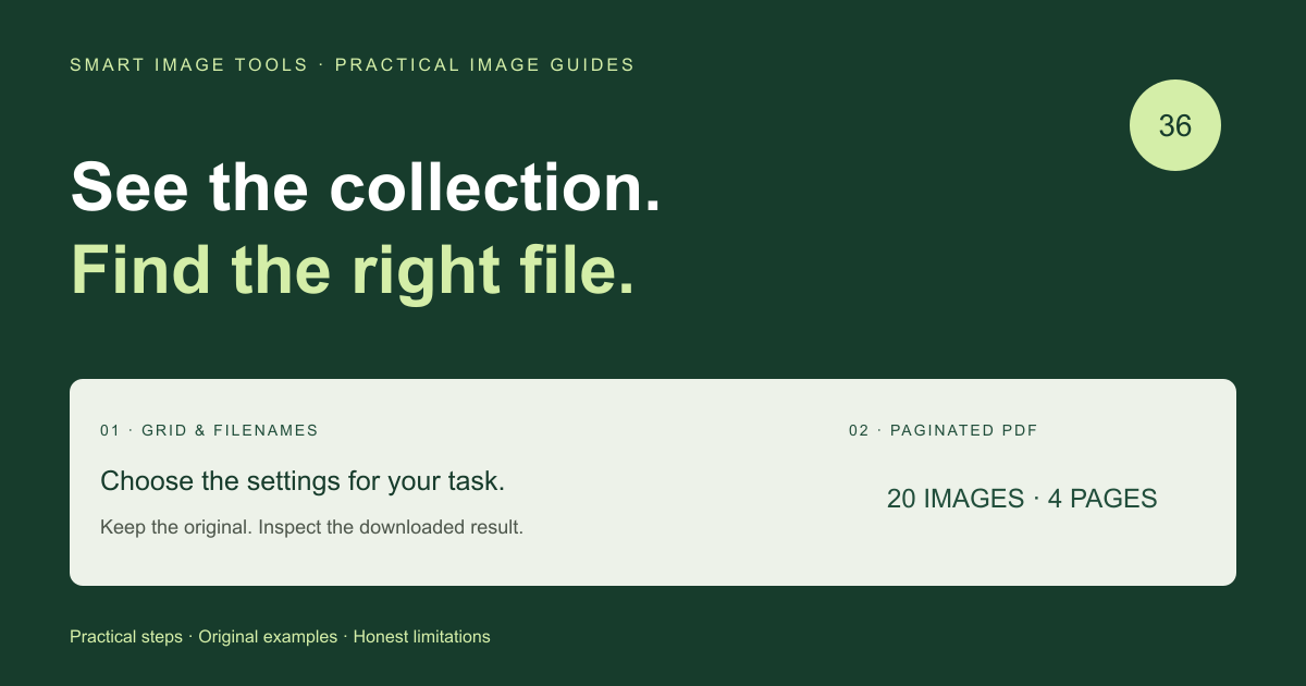Create a Photo Contact Sheet PDF with Filenames and the Right Page Order