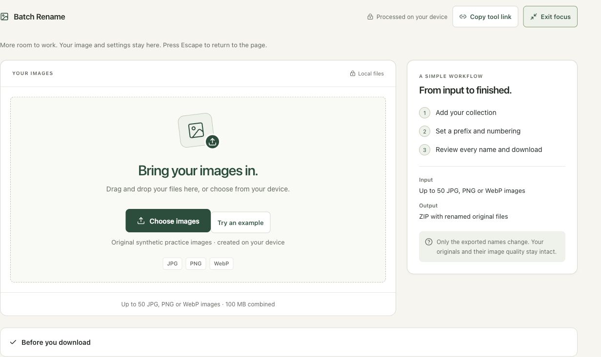 Step 1: Open Batch Rename and choose a naming pattern in the actual batch rename workspace