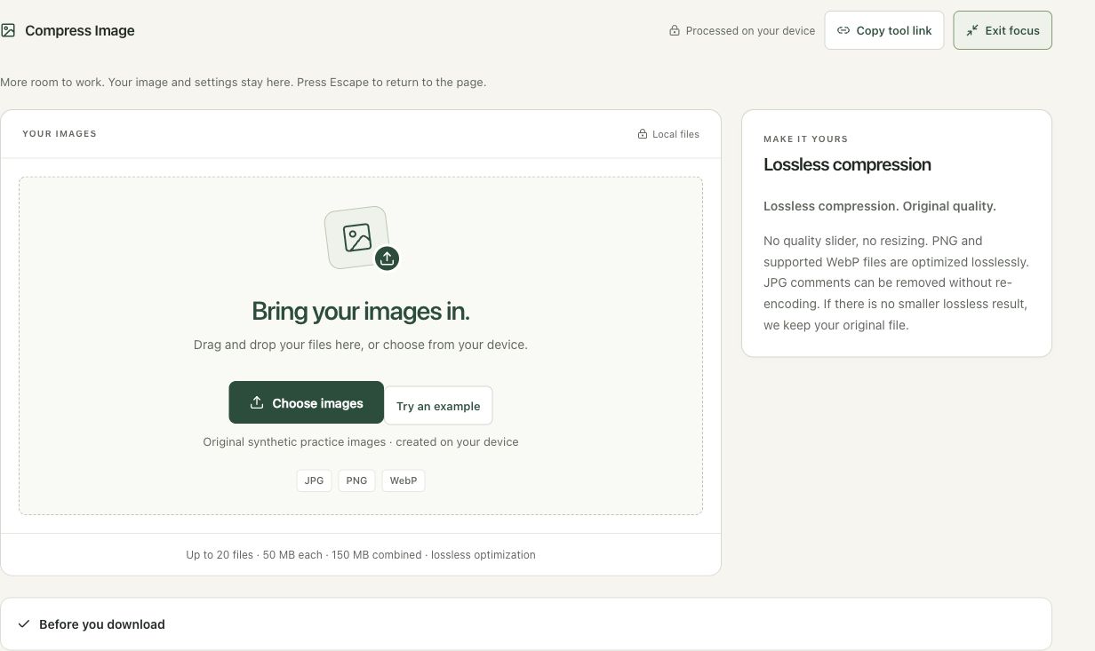 Step 1: Choose the lossless compression workspace in the actual compress workspace