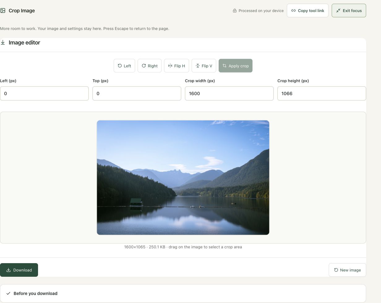 Step 2: Load the photo and identify its source pixel grid in the actual crop workspace