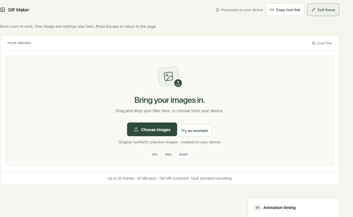 Step 1: Open GIF Maker and plan the sequence in the actual gif maker workspace