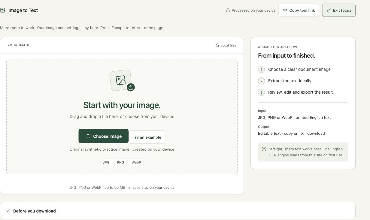 Step 1: Open OCR with a readable source in mind in the actual image to text workspace