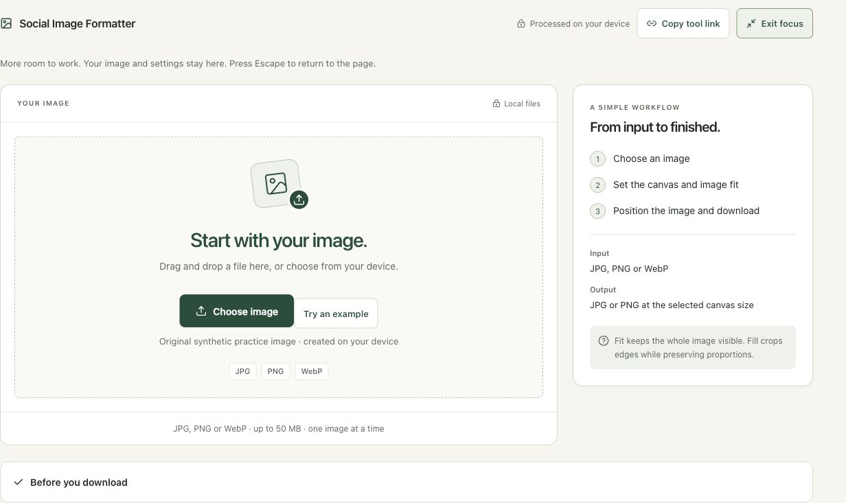 Step 1: Open the formatter and identify the required canvas in the actual social image workspace