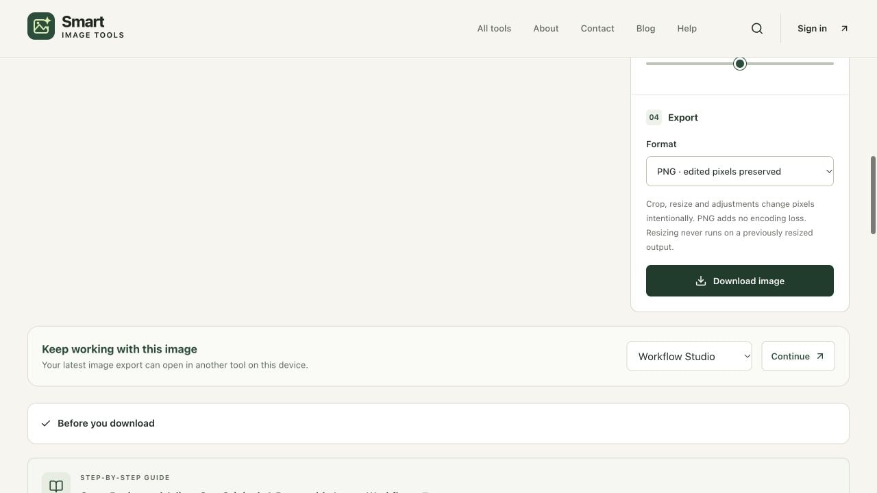 Save a setup, inspect and export in workflow studio on localhost